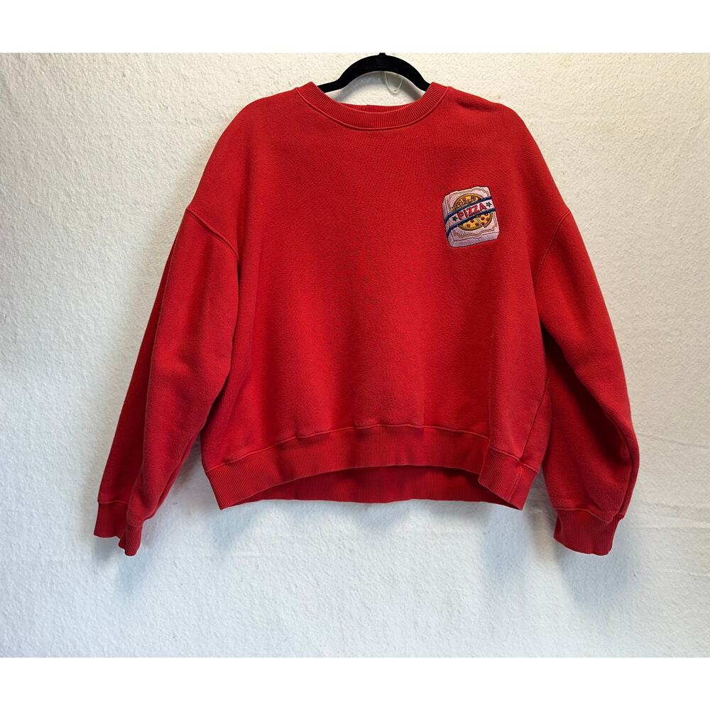 STYLENANDA Korean Made Red Sweatshirt with Pizza Box Size